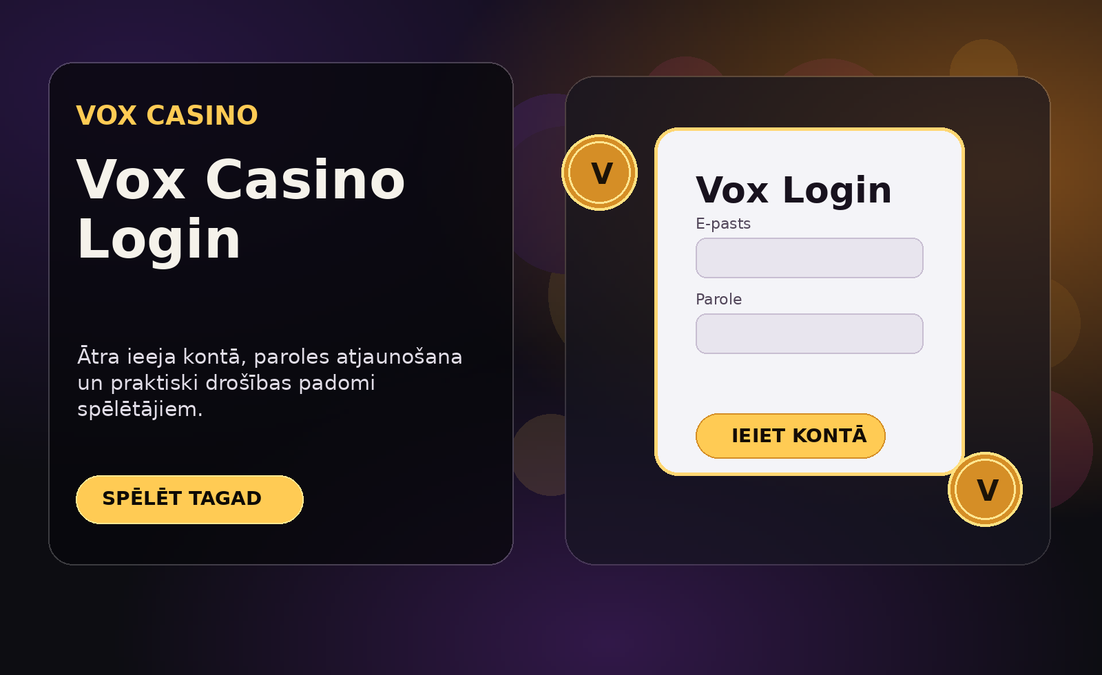 Vox Casino pieteikšanās
